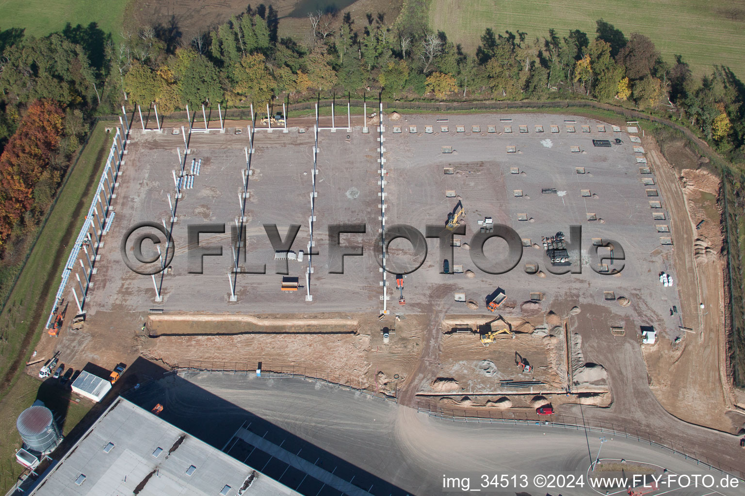 Oblique view of Horst industrial area, 2nd construction phase Gazely Logistik in the district Minderslachen in Kandel in the state Rhineland-Palatinate, Germany