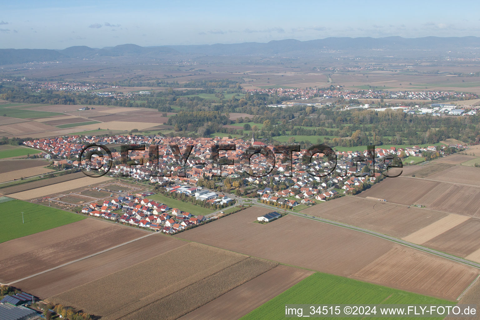 Steinweiler in the state Rhineland-Palatinate, Germany out of the air