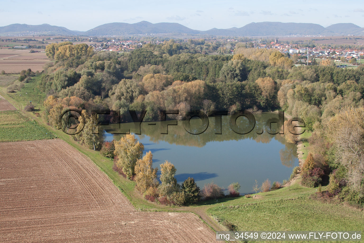 Billigheim-Ingenheim in the state Rhineland-Palatinate, Germany from above