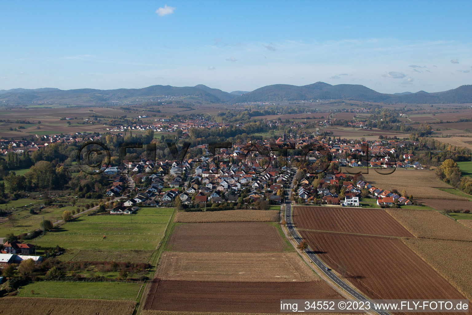 District Billigheim in Billigheim-Ingenheim in the state Rhineland-Palatinate, Germany viewn from the air