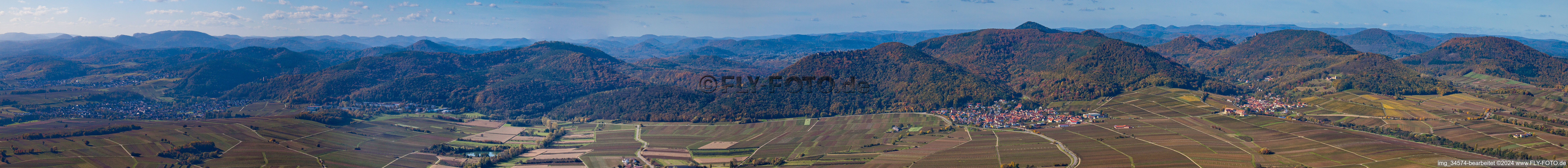 Panoramic perspective Forest and mountain scenery of edge of Haardt of palatinat forestn in Eschbach in the state Rhineland-Palatinate