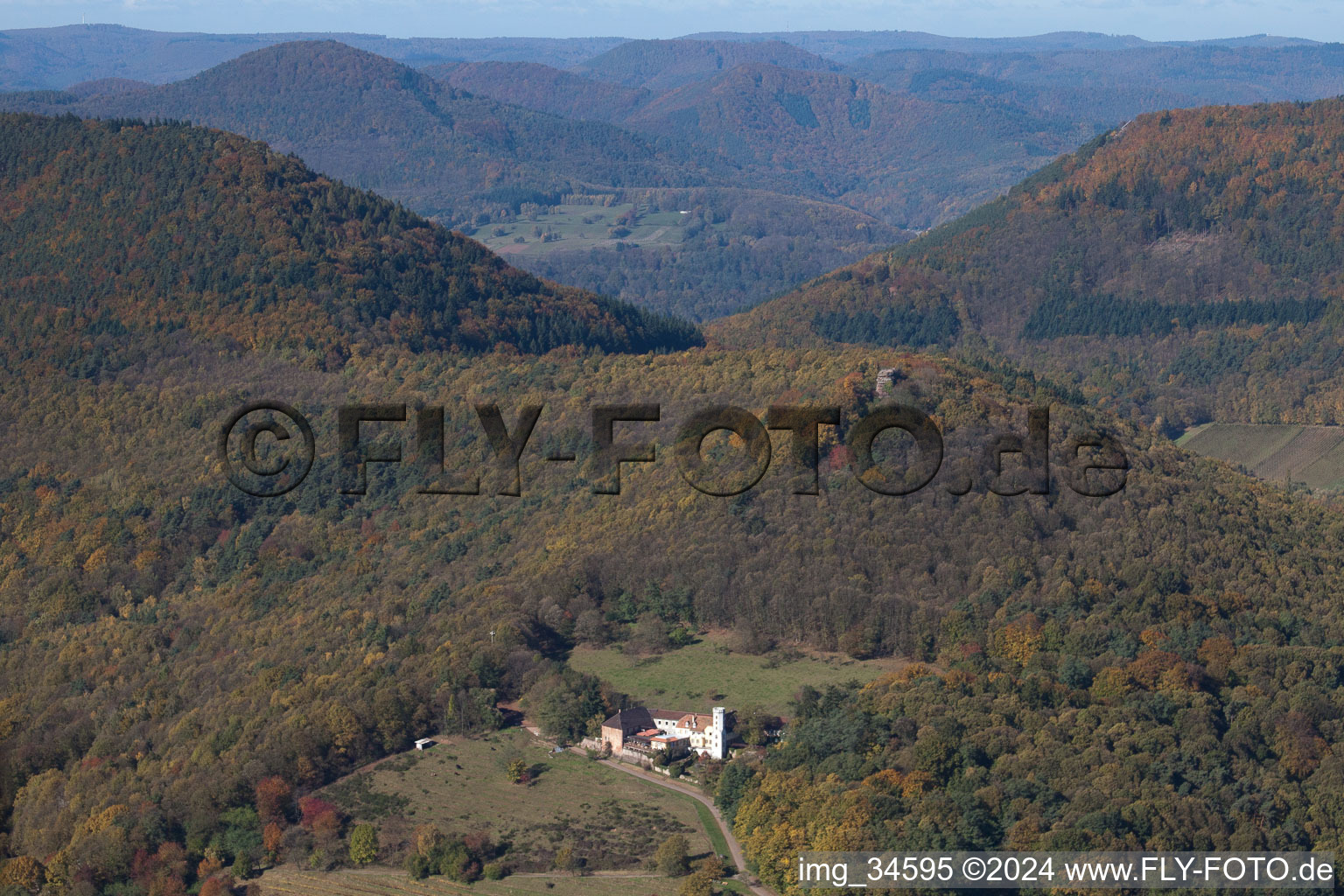 Oblique view of Slevogthof in Leinsweiler in the state Rhineland-Palatinate, Germany