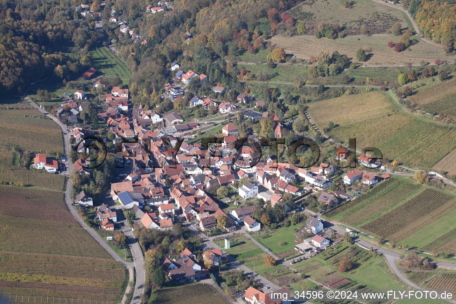 Oblique view of Leinsweiler in the state Rhineland-Palatinate, Germany