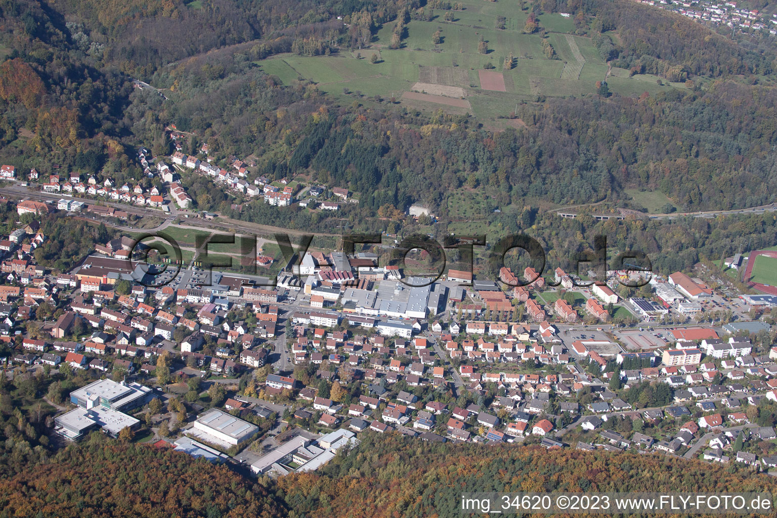 Aerial photograpy of Annweiler am Trifels in the state Rhineland-Palatinate, Germany