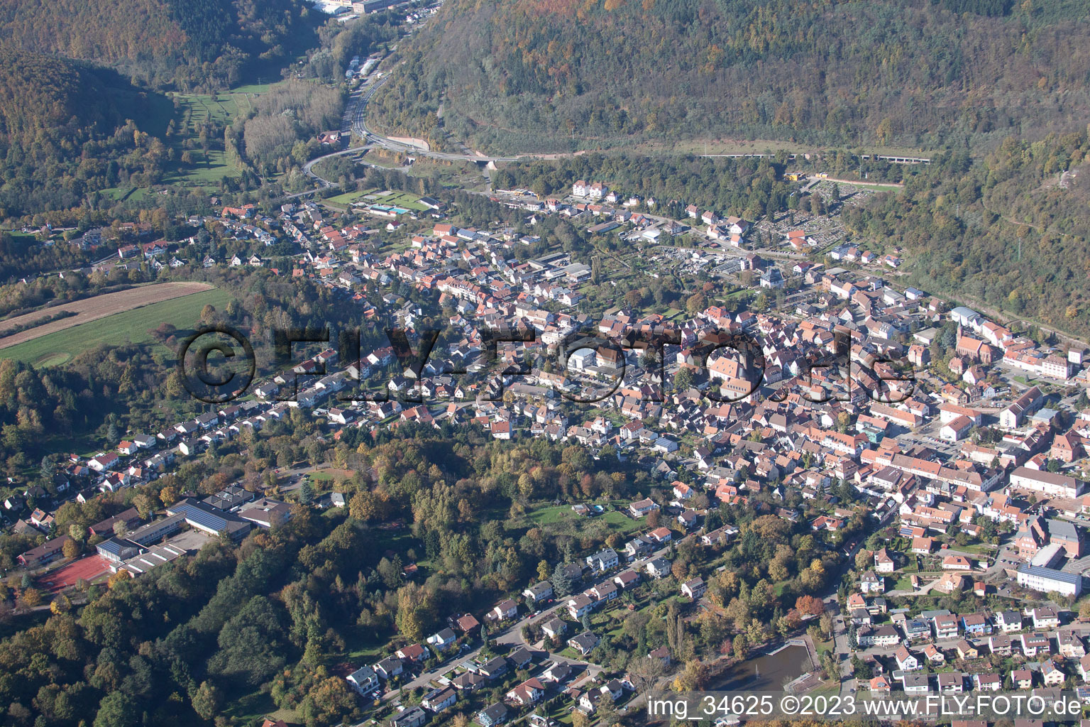 Annweiler am Trifels in the state Rhineland-Palatinate, Germany out of the air