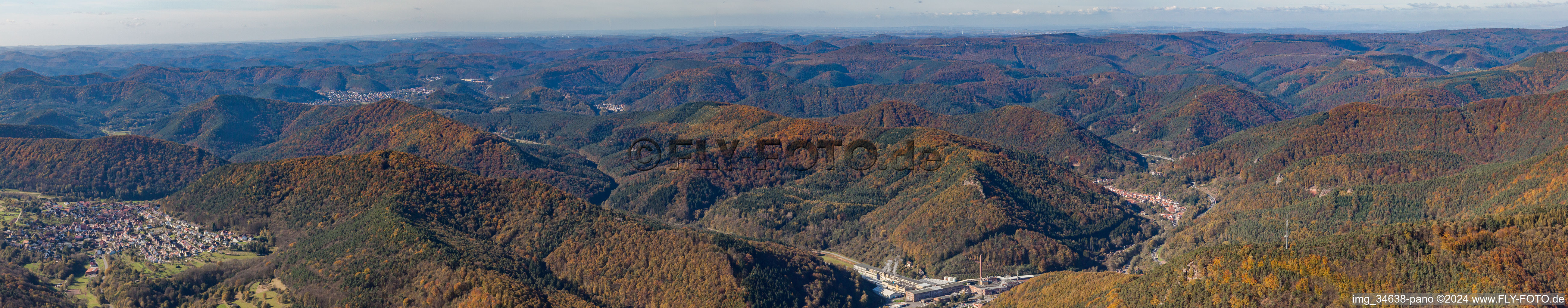 Palatinate panorama from Wernersberg to Rinnthal in Wernersberg in the state Rhineland-Palatinate, Germany