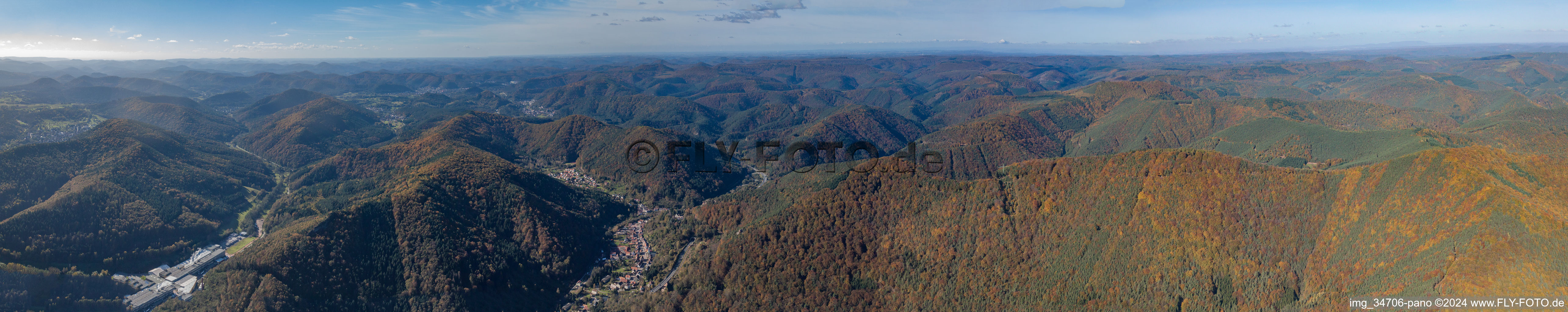 Palatinate Panorama Queichtal to the West in Rinnthal in the state Rhineland-Palatinate, Germany