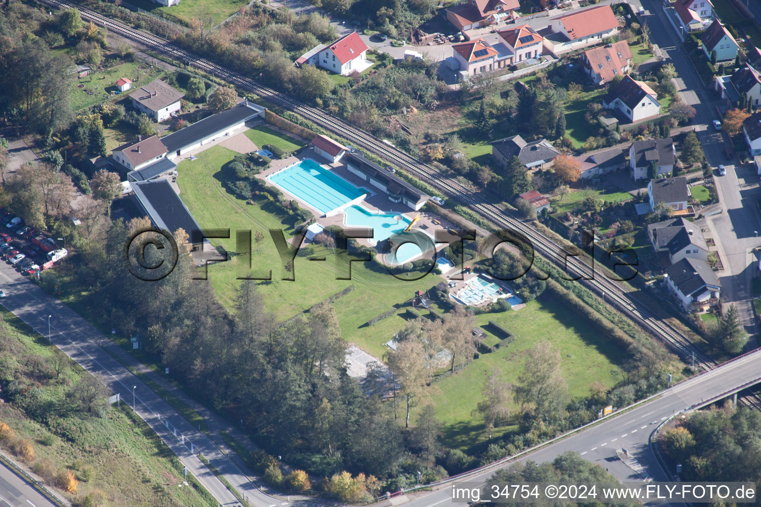 Swimming pool in Annweiler am Trifels in the state Rhineland-Palatinate, Germany