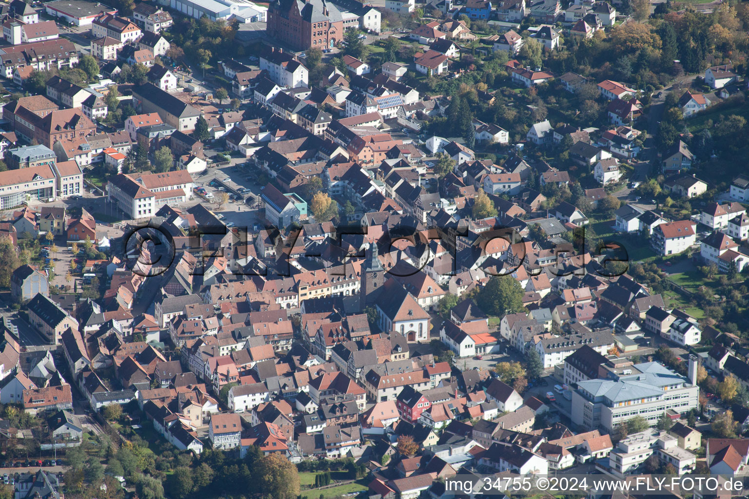 Drone recording of Annweiler am Trifels in the state Rhineland-Palatinate, Germany