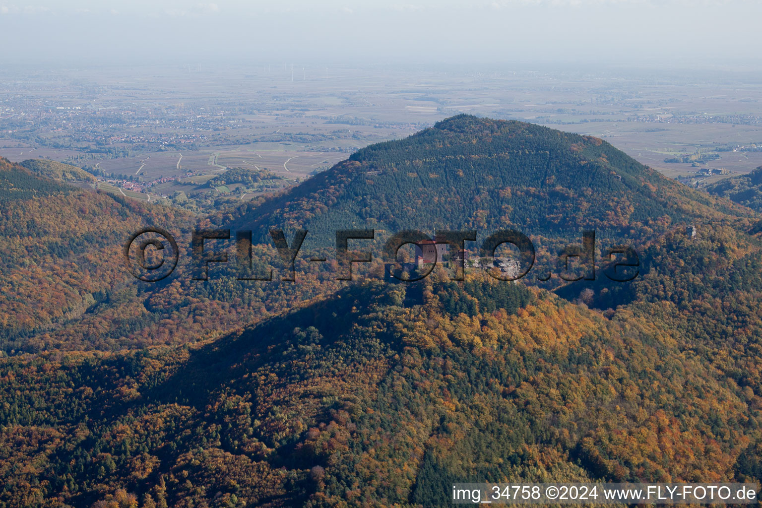 Oblique view of Trifels Castle in Annweiler am Trifels in the state Rhineland-Palatinate, Germany