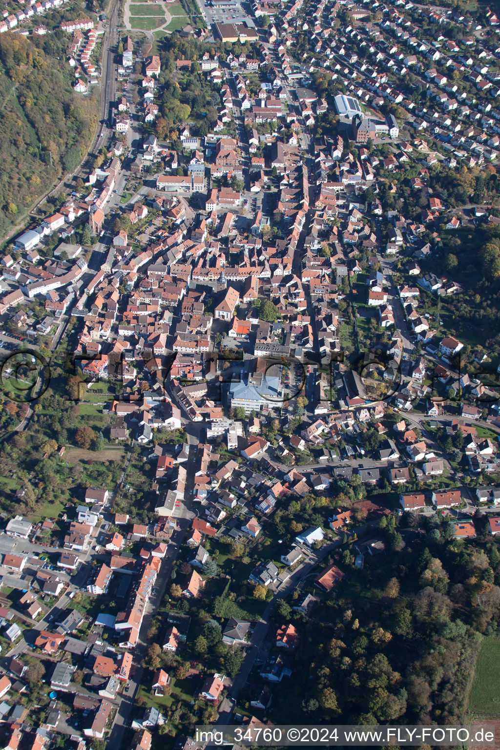 Annweiler am Trifels in the state Rhineland-Palatinate, Germany from a drone