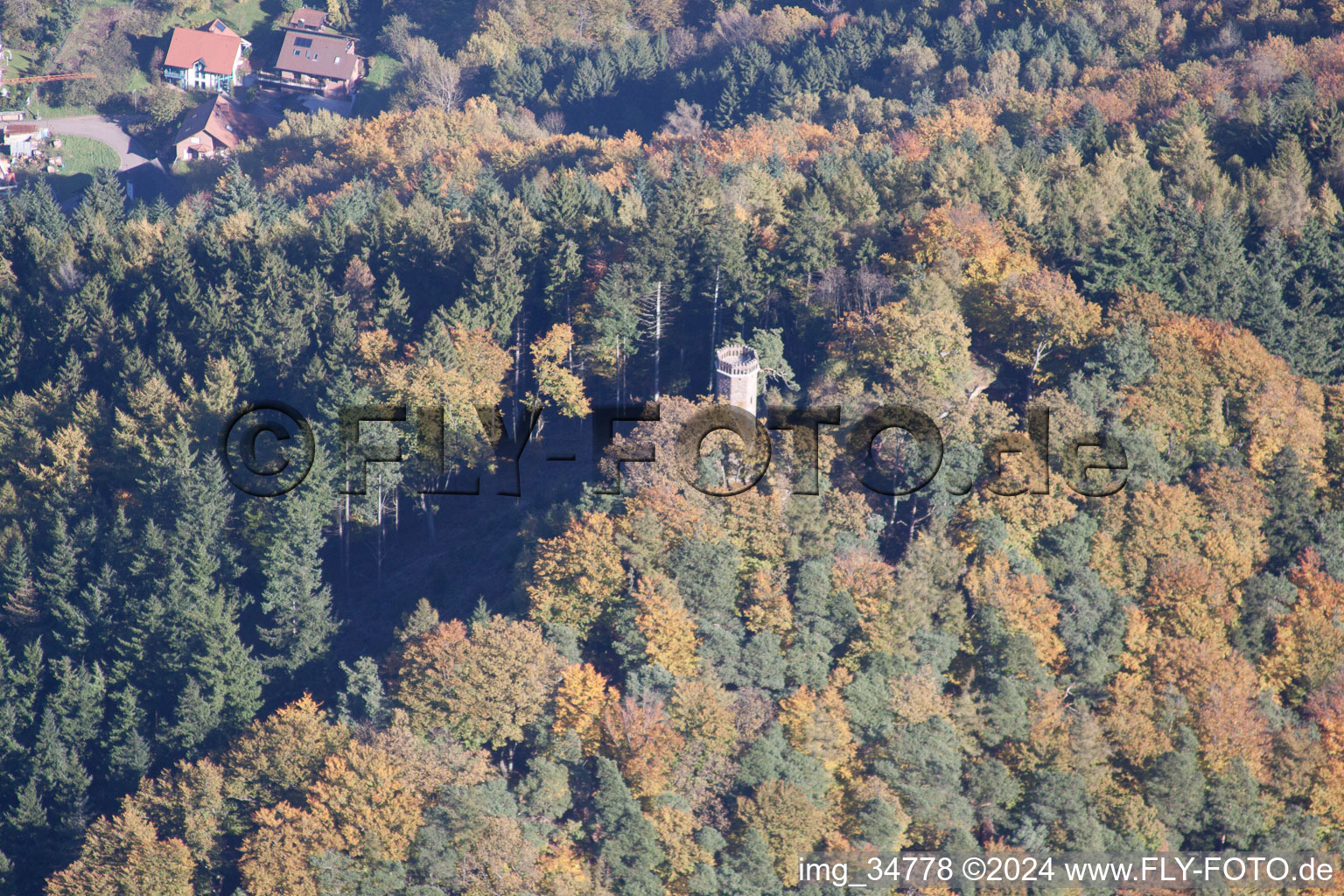 Aerial photograpy of Rehberg Tower in Waldrohrbach in the state Rhineland-Palatinate, Germany