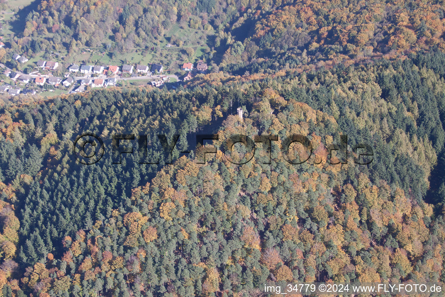 Oblique view of Rehberg Tower in Waldrohrbach in the state Rhineland-Palatinate, Germany