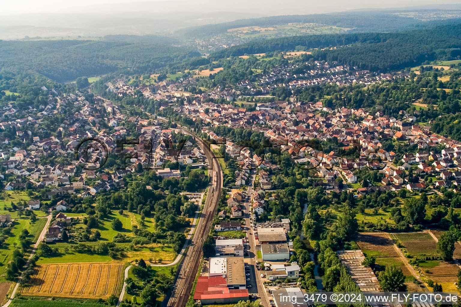 From the west in the district Söllingen in Pfinztal in the state Baden-Wuerttemberg, Germany