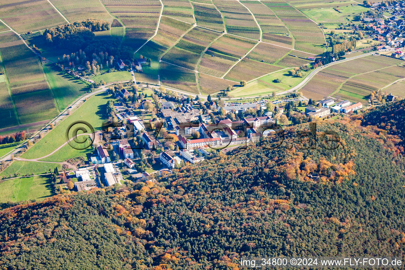 Hospital grounds of the ClinicPfalzklinik Landeck in Klingenmuenster in the state Rhineland-Palatinate