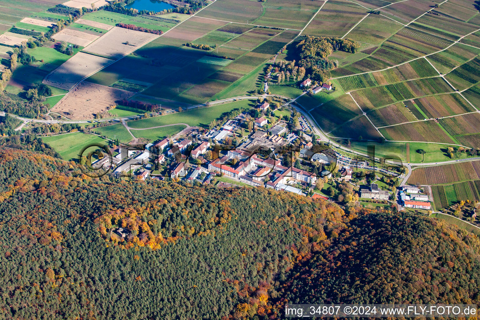 Aerial view of Psychiatric Hospital Landeck in Klingenmünster in the state Rhineland-Palatinate, Germany