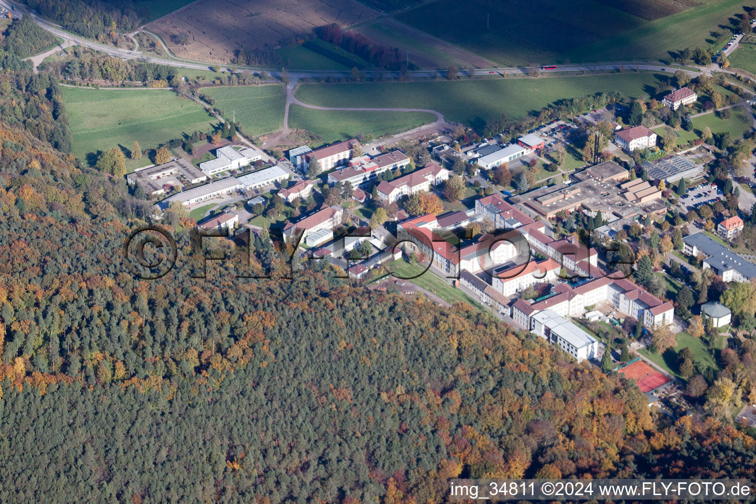 Aerial photograpy of Psychiatric Hospital Landeck in Klingenmünster in the state Rhineland-Palatinate, Germany