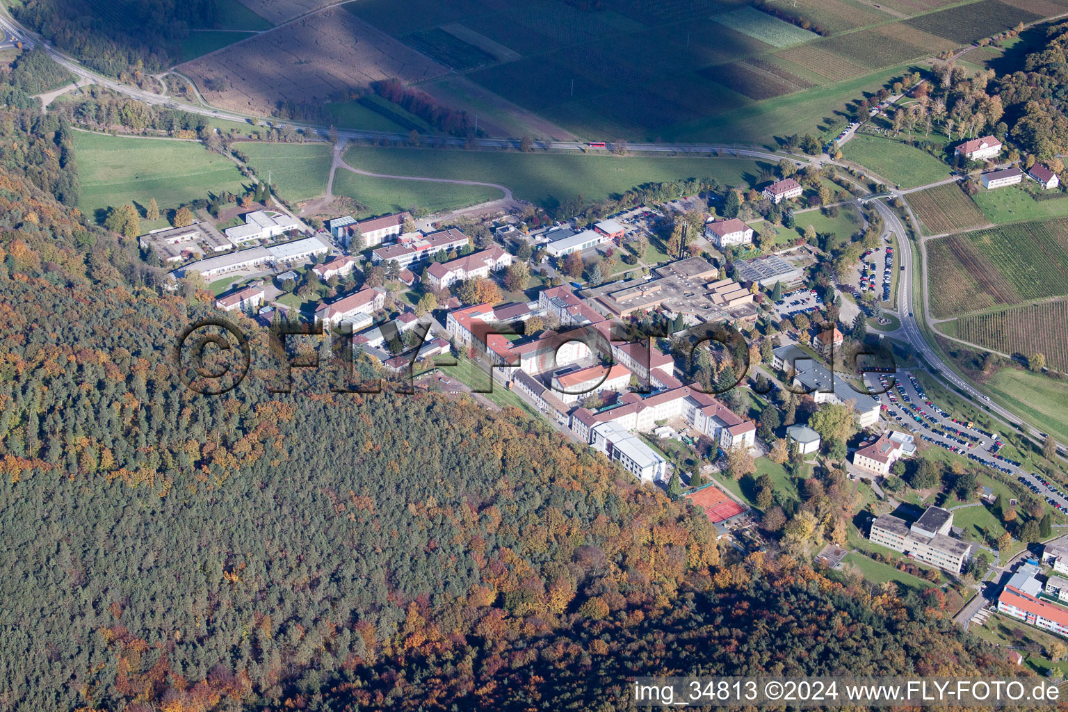 Oblique view of Landeck State Psychiatric Clinic in Klingenmünster in the state Rhineland-Palatinate, Germany