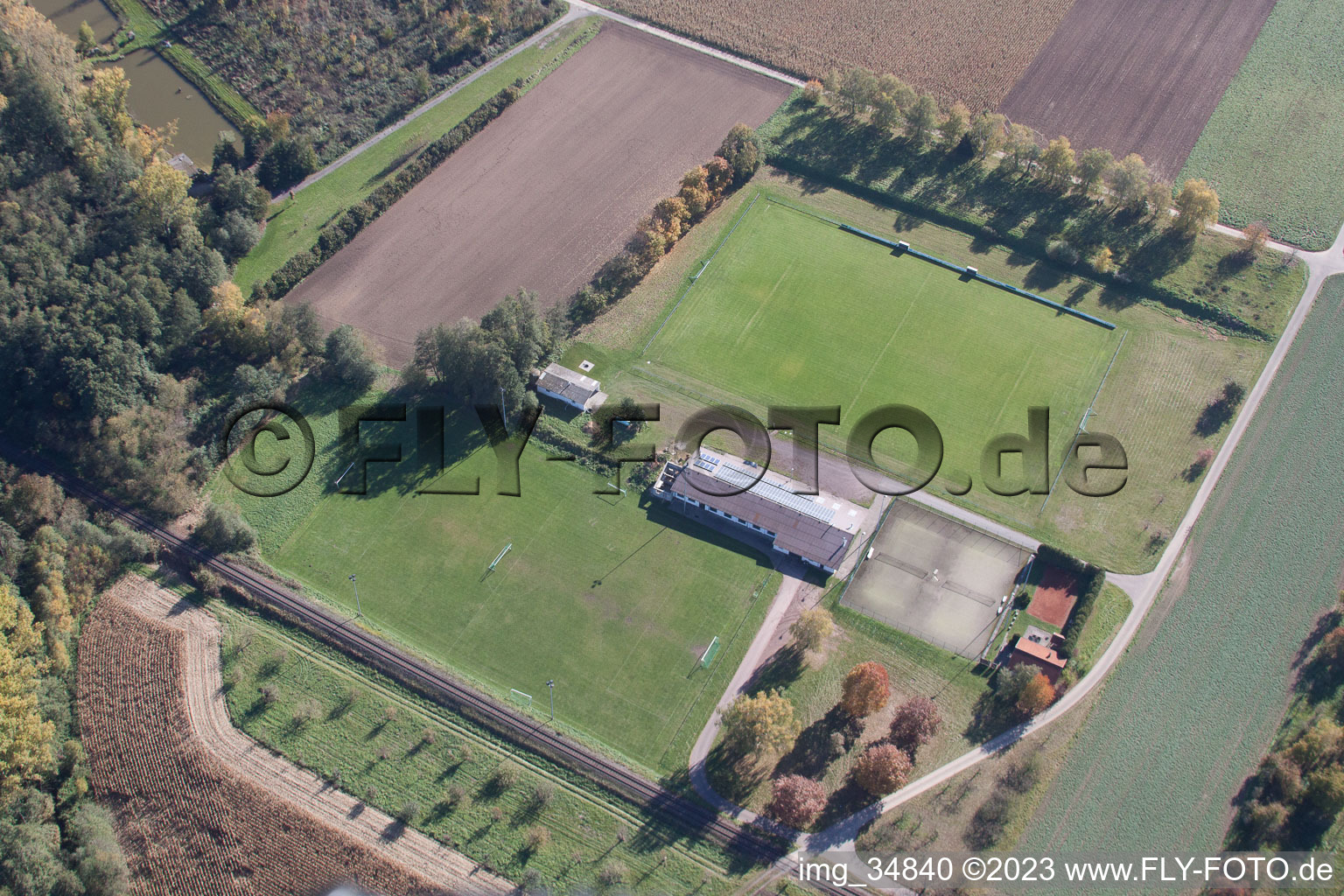 Sports fields in Barbelroth in the state Rhineland-Palatinate, Germany