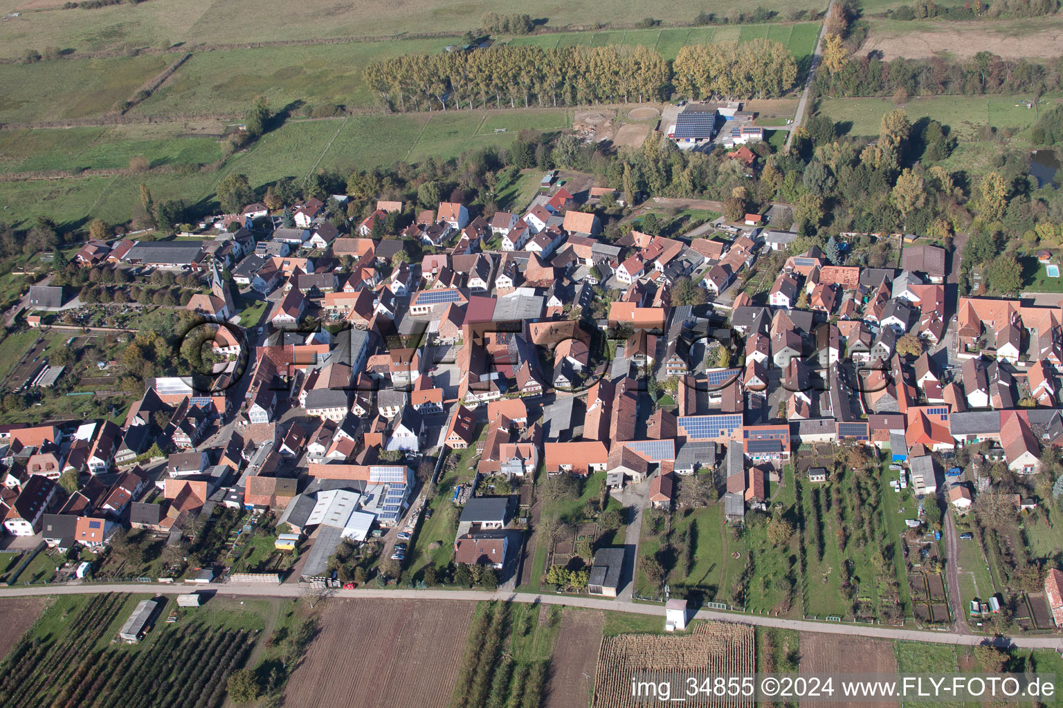 Drone recording of Winden in the state Rhineland-Palatinate, Germany