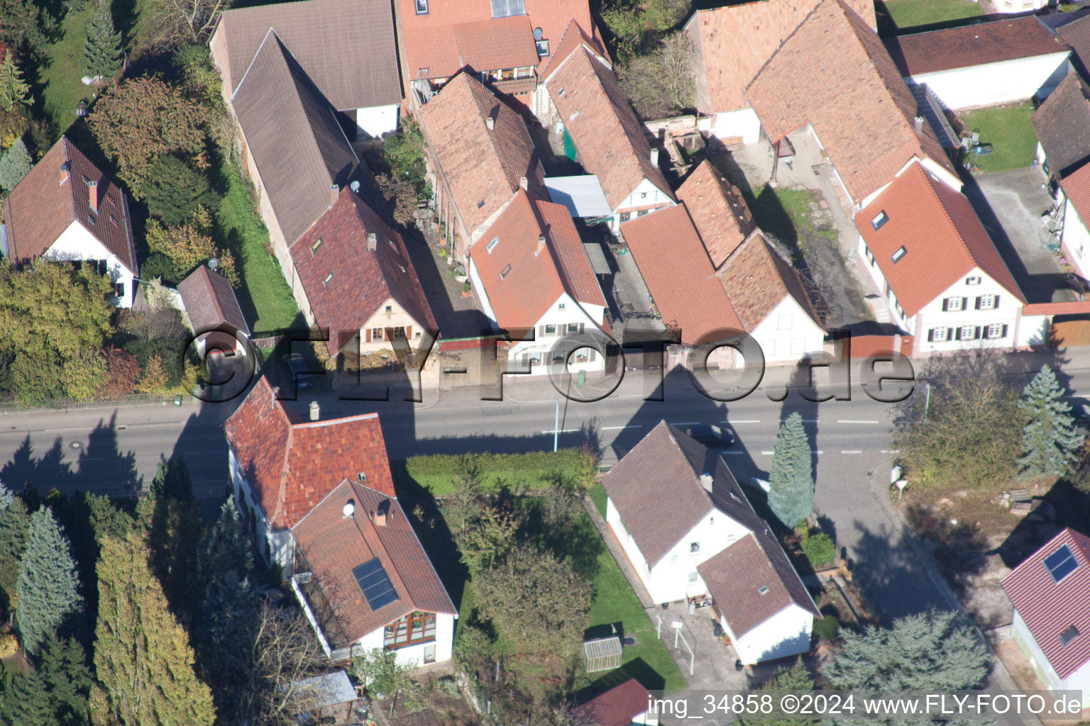 Aerial view of Hauptstr in Winden in the state Rhineland-Palatinate, Germany