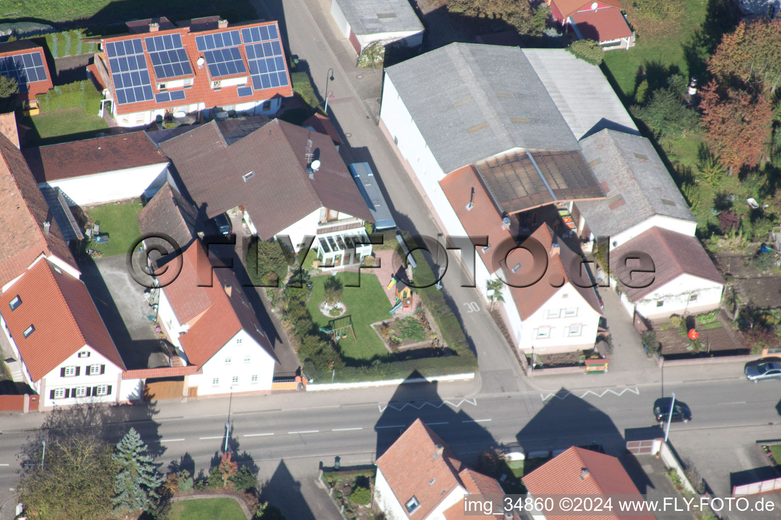 Oblique view of Main Street in Winden in the state Rhineland-Palatinate, Germany