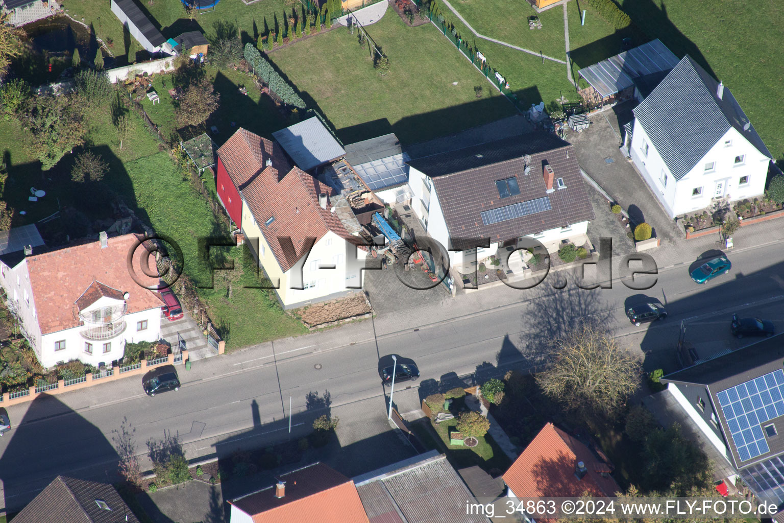 Main Street in Winden in the state Rhineland-Palatinate, Germany seen from above