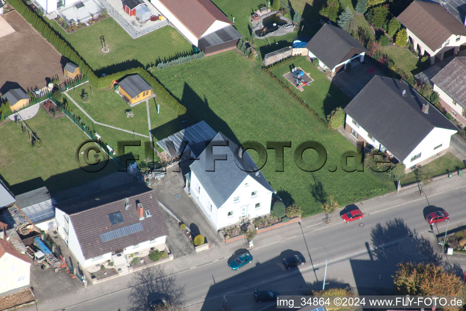 Main Street in Winden in the state Rhineland-Palatinate, Germany from the plane