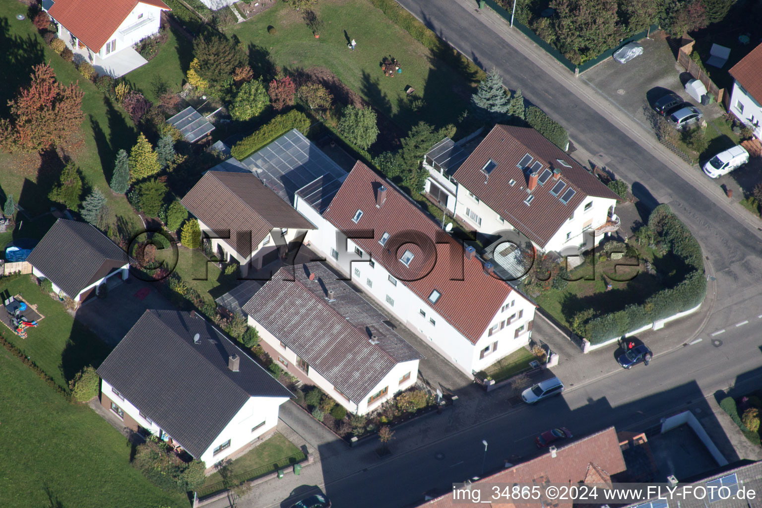 Bird's eye view of Main Street in Winden in the state Rhineland-Palatinate, Germany