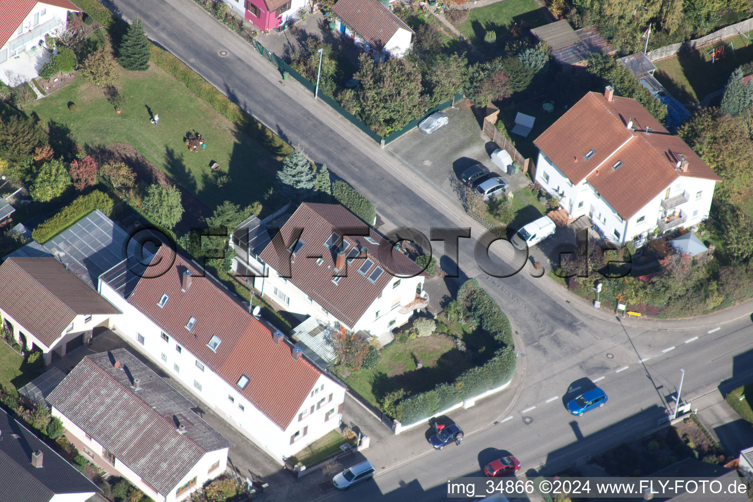 Main Street in Winden in the state Rhineland-Palatinate, Germany viewn from the air