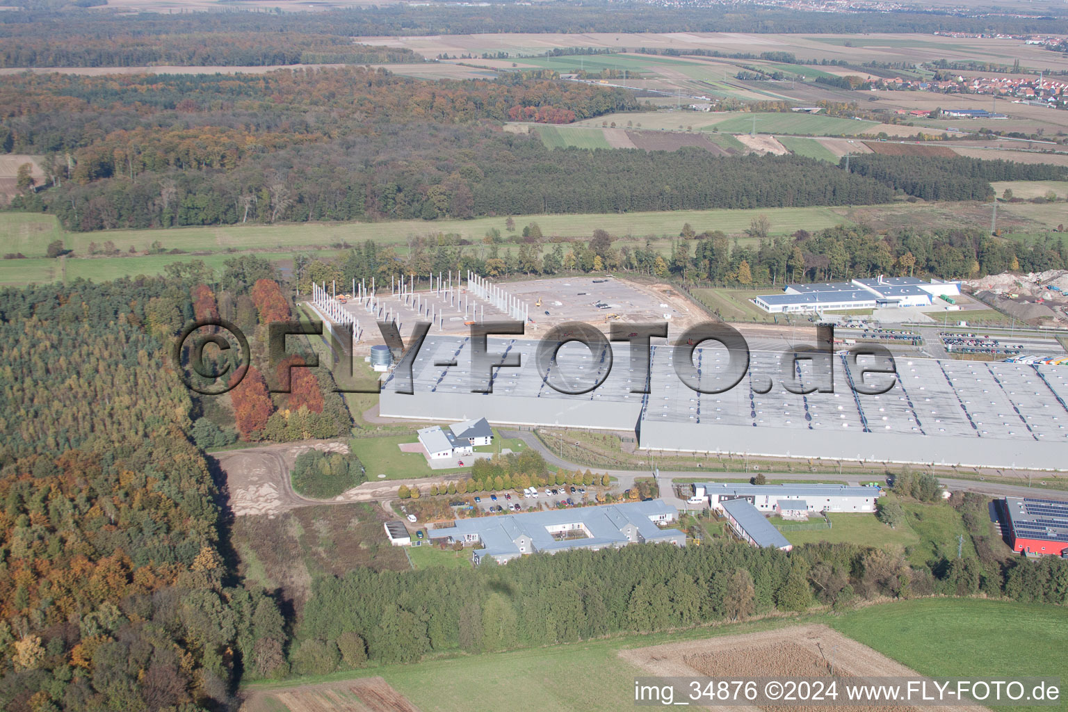 Horst Industrial Area in the district Minderslachen in Kandel in the state Rhineland-Palatinate, Germany viewn from the air