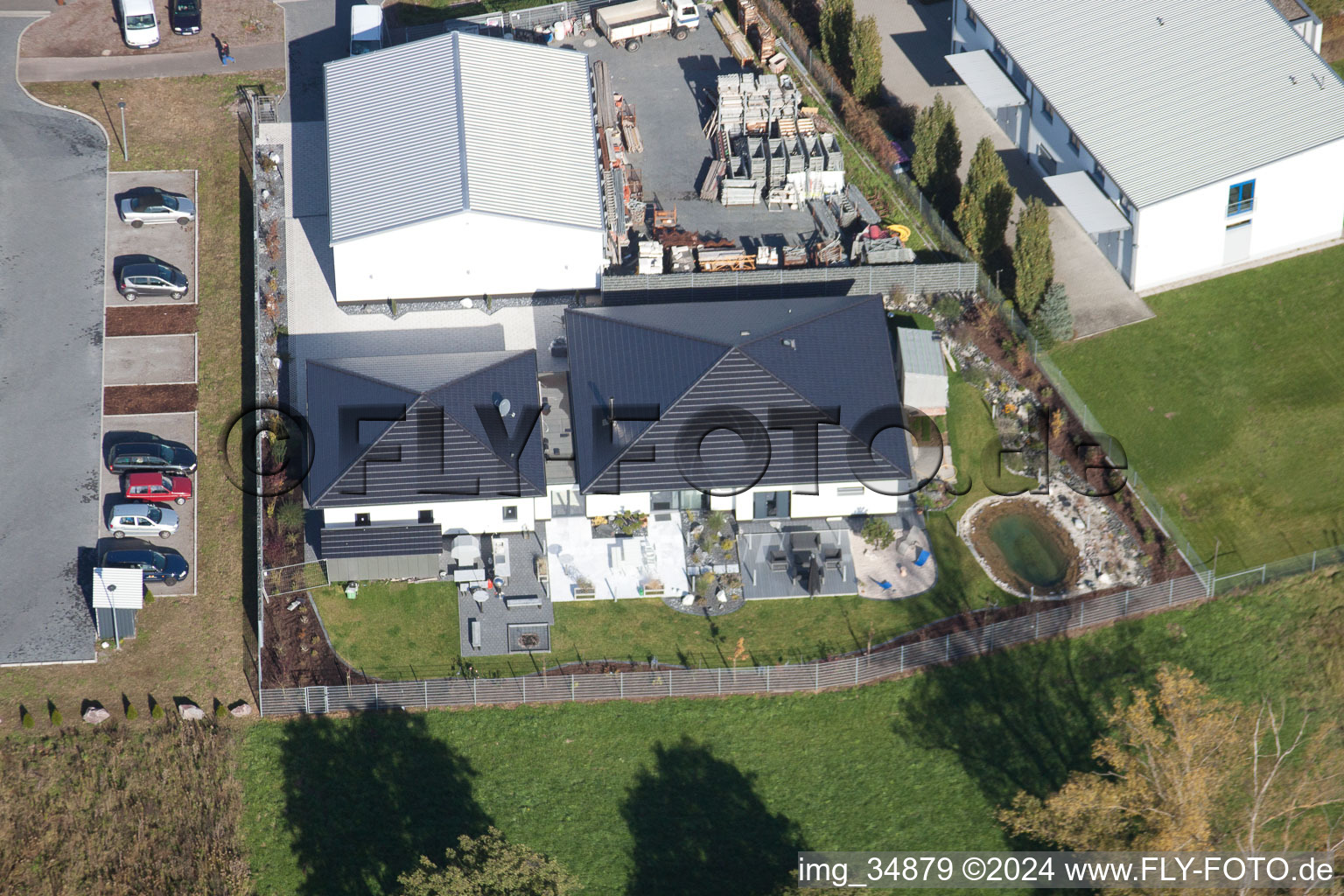 Drone image of Horst industrial area in the district Minderslachen in Kandel in the state Rhineland-Palatinate, Germany