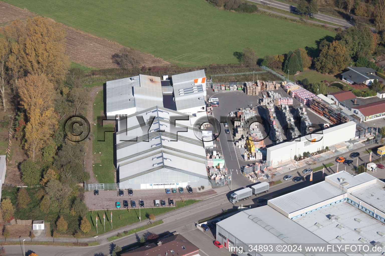 Horst Industrial Area in the district Minderslachen in Kandel in the state Rhineland-Palatinate, Germany seen from above