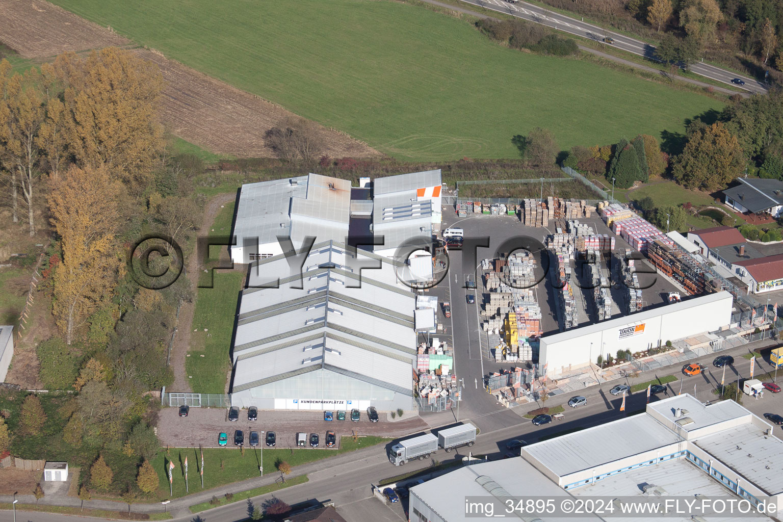 Horst Industrial Area in the district Minderslachen in Kandel in the state Rhineland-Palatinate, Germany from the plane