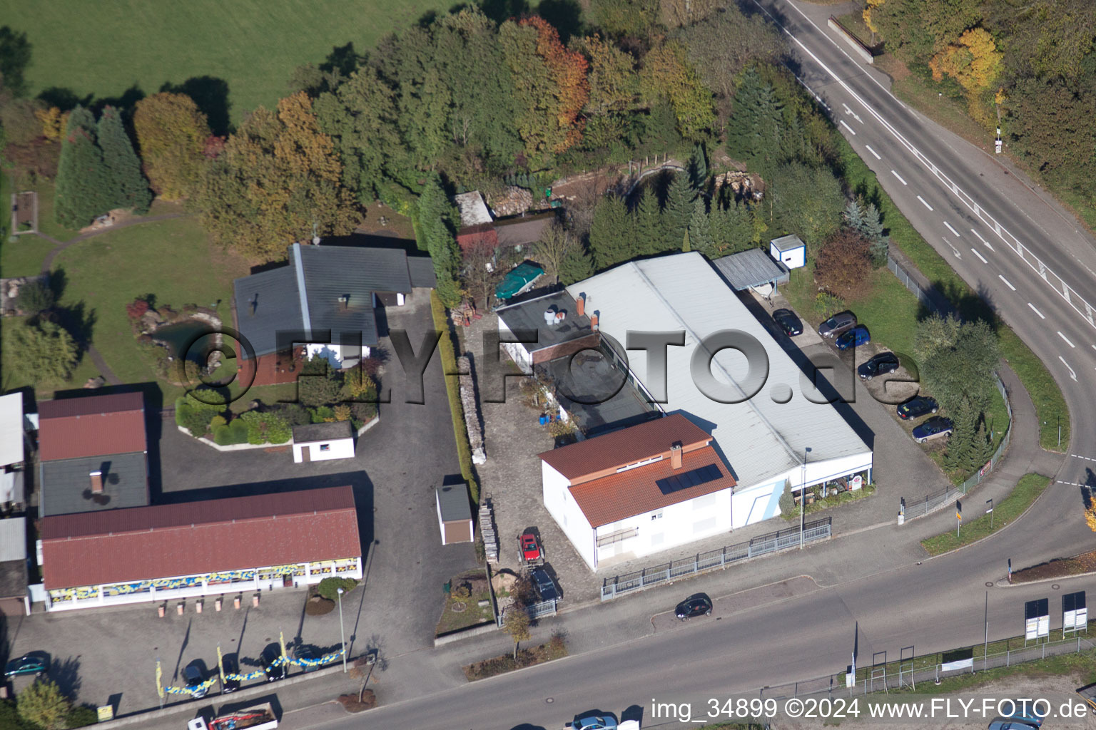 Horst industrial area in the district Minderslachen in Kandel in the state Rhineland-Palatinate, Germany viewn from the air