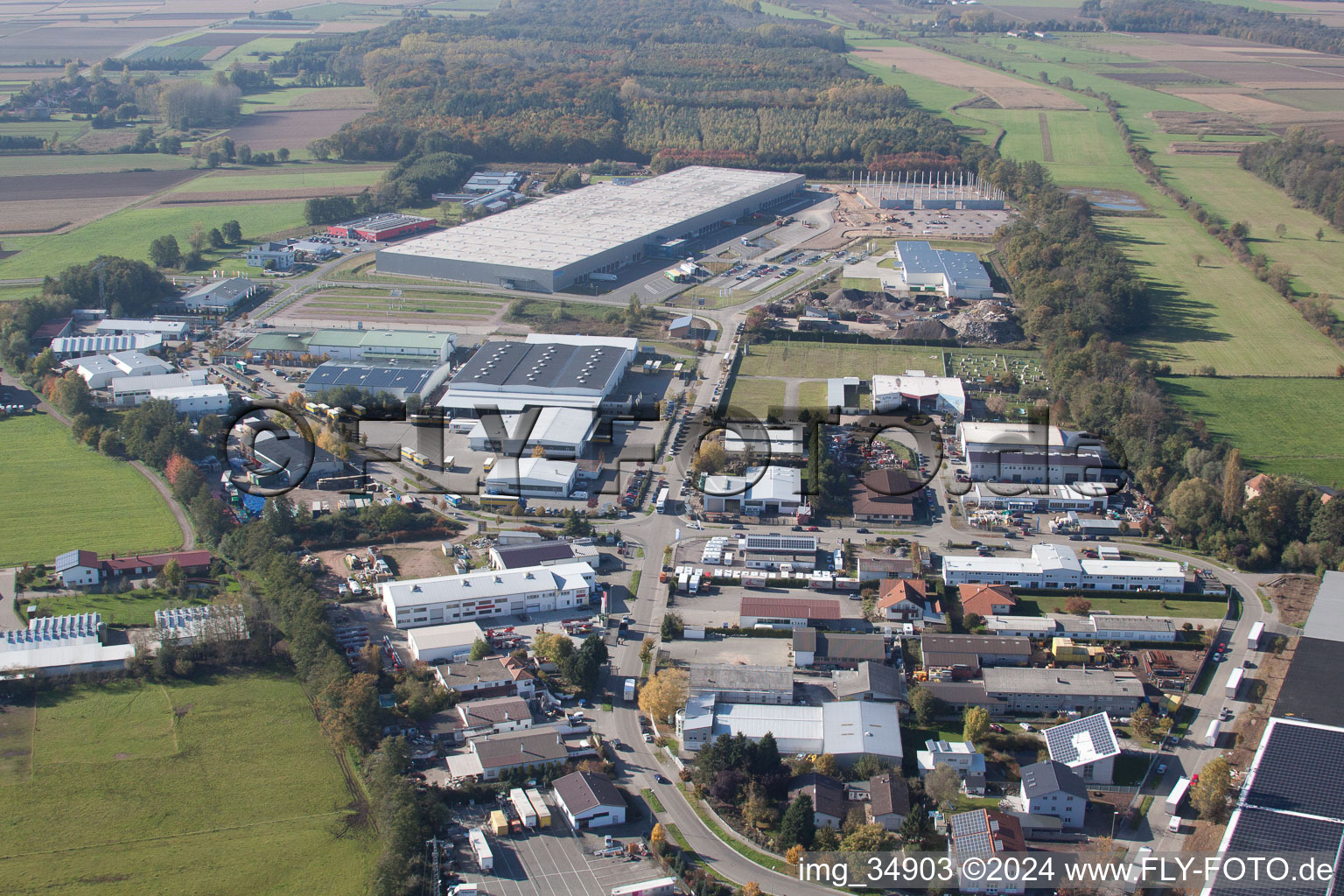 Drone image of Horst Industrial Area in the district Minderslachen in Kandel in the state Rhineland-Palatinate, Germany