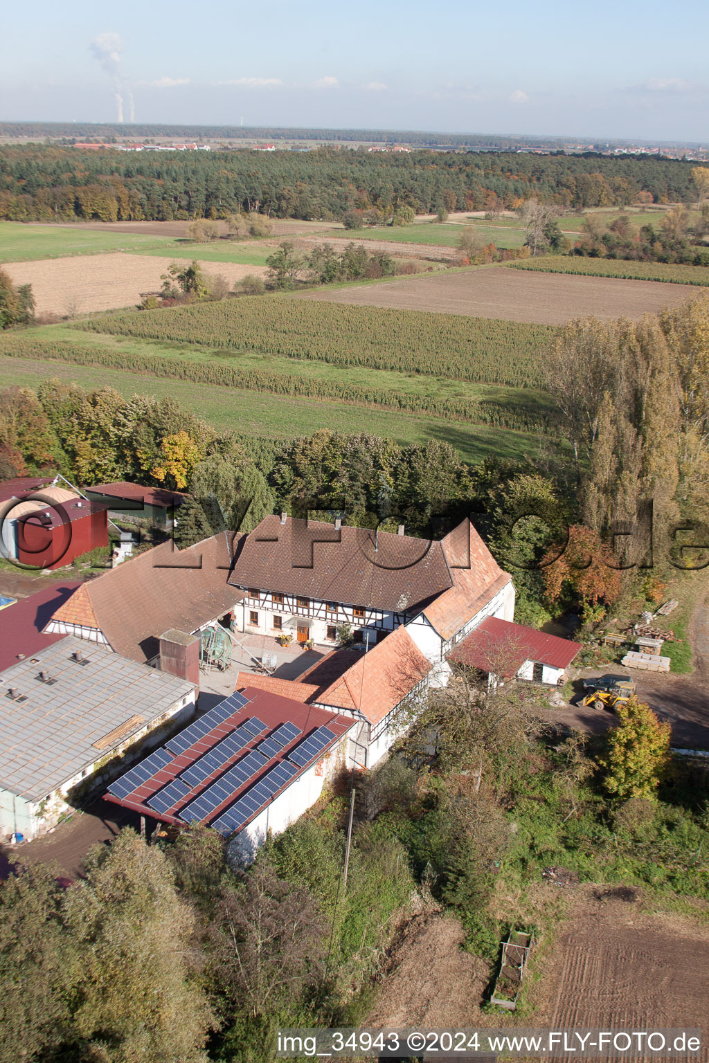 Strip mill in Erlenbach bei Kandel in the state Rhineland-Palatinate, Germany from above