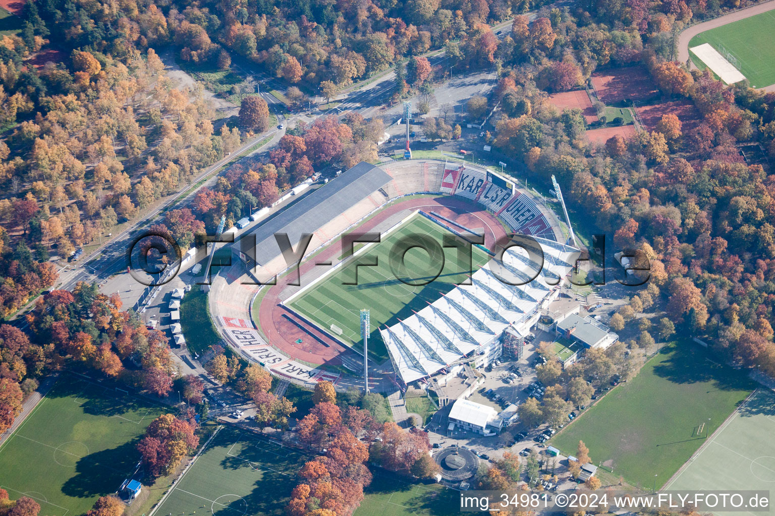 KSC stadium in Karlsruhe's Hardtwald in the district Innenstadt-Ost in Karlsruhe in the state Baden-Wuerttemberg, Germany