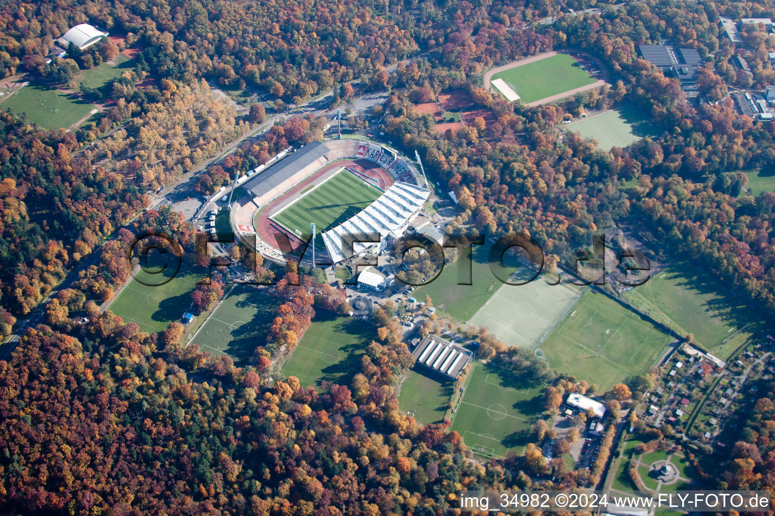 Football stadium of the football club Wildparkstadion des KSC in Karlsruhe in the state Baden-Wurttemberg