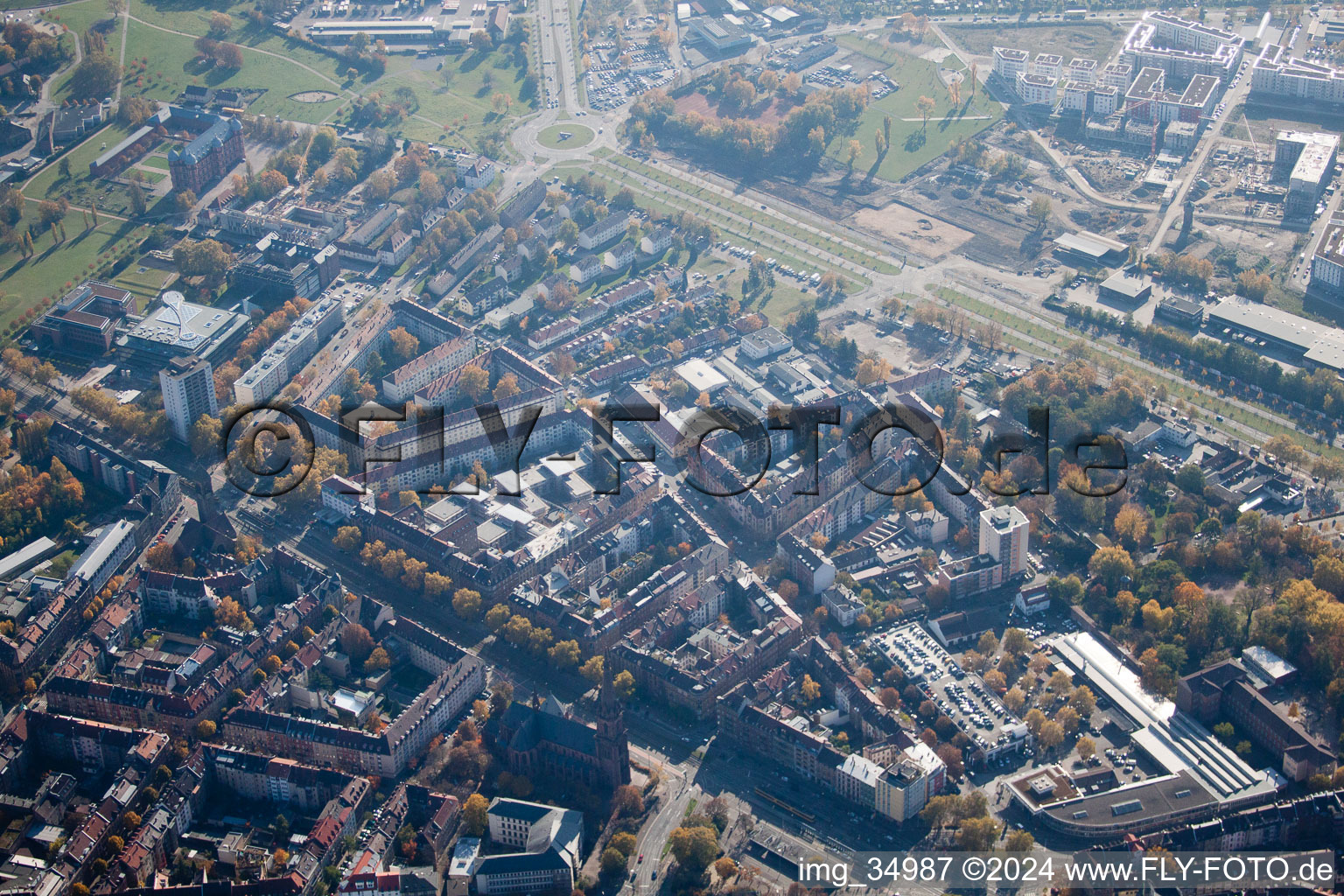 Ludig-Erhard-Allee in the district Südstadt in Karlsruhe in the state Baden-Wuerttemberg, Germany