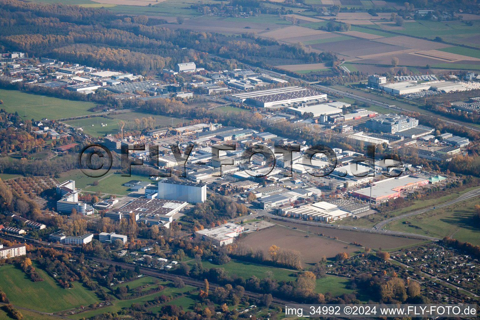 Industrial area Hagsfeld in the district Hagsfeld in Karlsruhe in the state Baden-Wuerttemberg, Germany