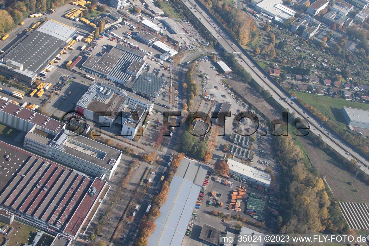 Aerial photograpy of Ottostrasse DHU in the district Durlach in Karlsruhe in the state Baden-Wuerttemberg, Germany