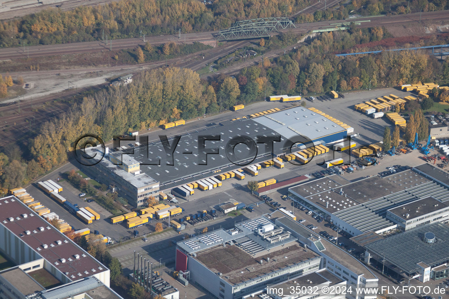 Warehouses and forwarding building SWS-Speditions-GmbH, Otto-street in the district Durlach in Karlsruhe in the state Baden-Wurttemberg out of the air