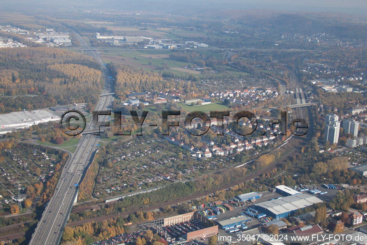 A5 at Durlach in the district Durlach in Karlsruhe in the state Baden-Wuerttemberg, Germany