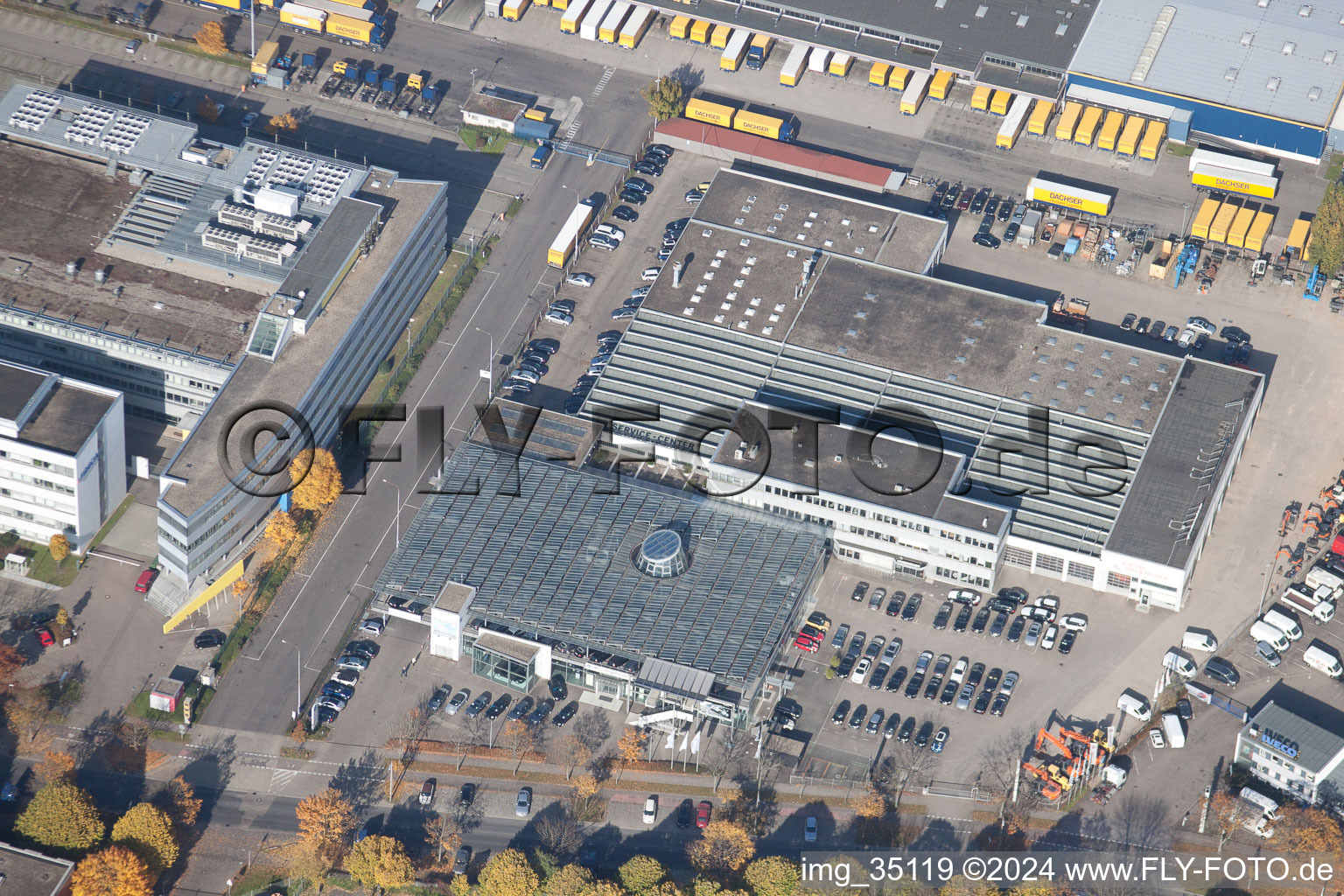 Aerial photograpy of Killisfeld, Iveco South-West Commercial Vehicles GmbH in the district Durlach in Karlsruhe in the state Baden-Wuerttemberg, Germany