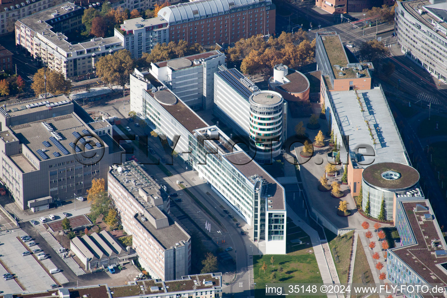 Kriegsstrasse East in the district Südstadt in Karlsruhe in the state Baden-Wuerttemberg, Germany from the drone perspective