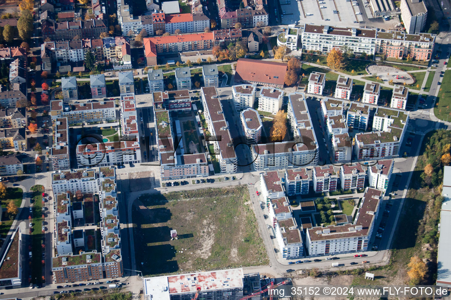 Kriegsstrasse East in the district Südstadt in Karlsruhe in the state Baden-Wuerttemberg, Germany seen from a drone