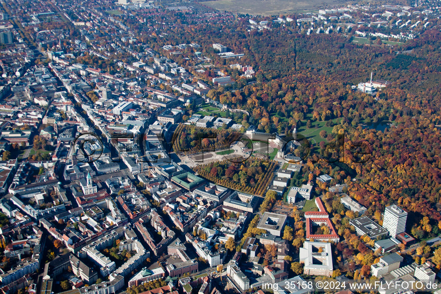 Building complex in the park of the castle Karlsruher Schloss und Zirkel in Karlsruhe in the state Baden-Wurttemberg