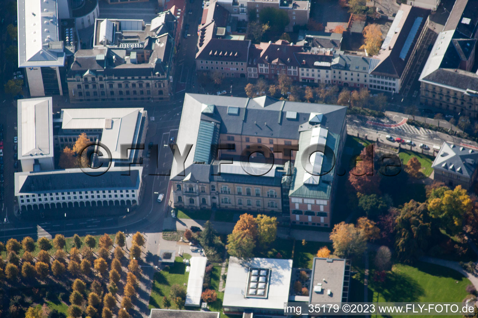 Aerial view of Art Gallery in the district Innenstadt-West in Karlsruhe in the state Baden-Wuerttemberg, Germany
