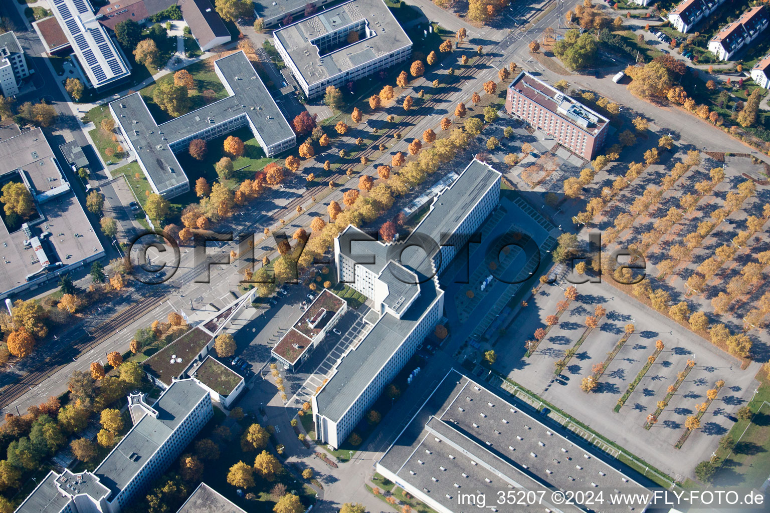 Aerial photograpy of District Knielingen in Karlsruhe in the state Baden-Wuerttemberg, Germany